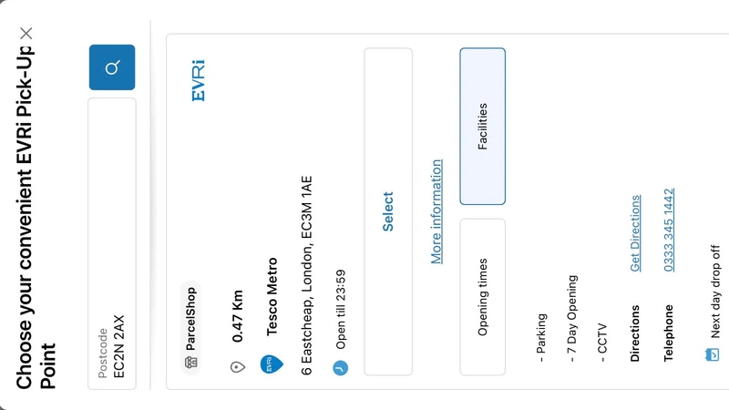 EVRi Parcelshop Locator