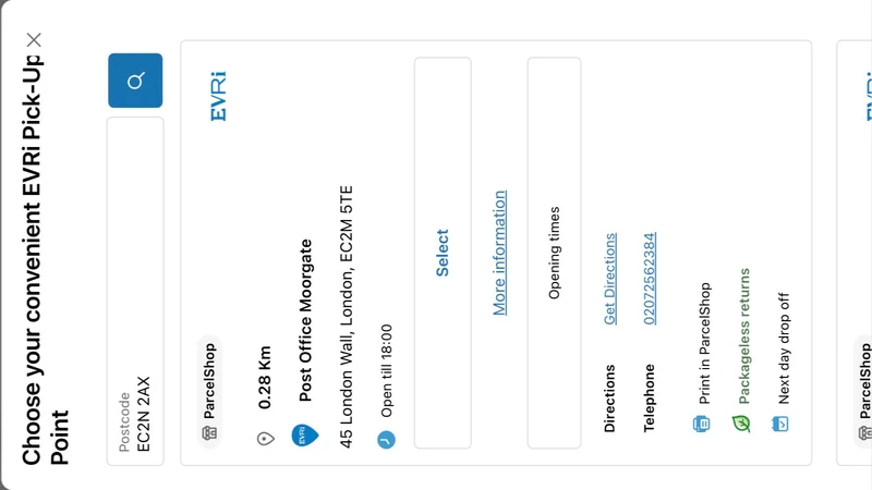 EVRi Parcelshop Locator