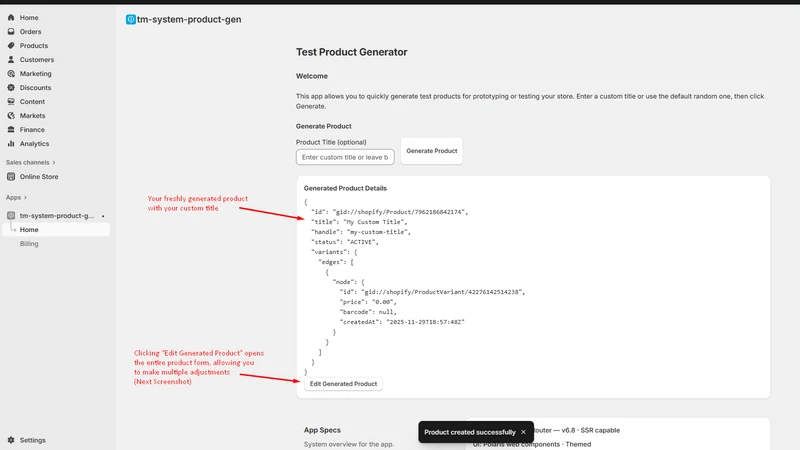 TM System Product Gen