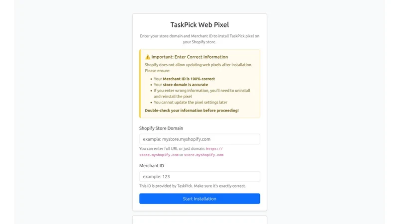 TaskPick Referrals ‑ Web Pixel