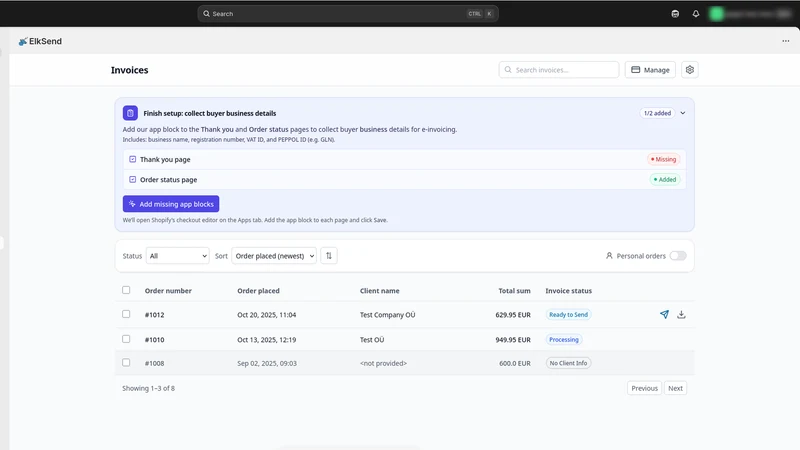 ElkSend e‑Invoicing