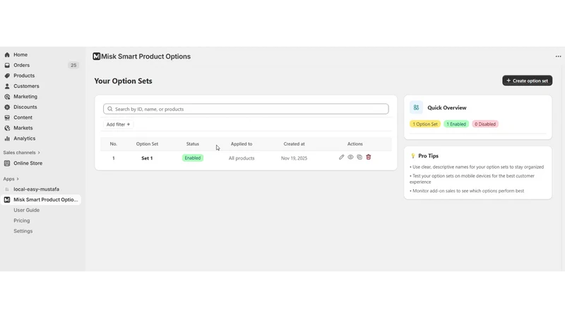 Misk Variant & Product Options