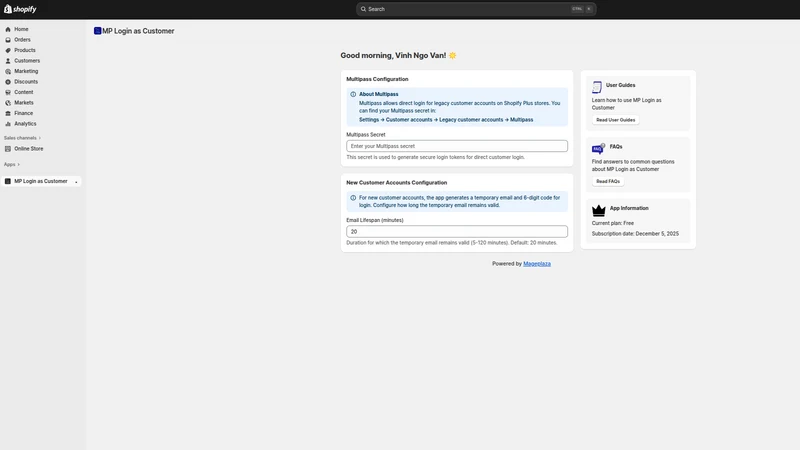 SP Login As Customer