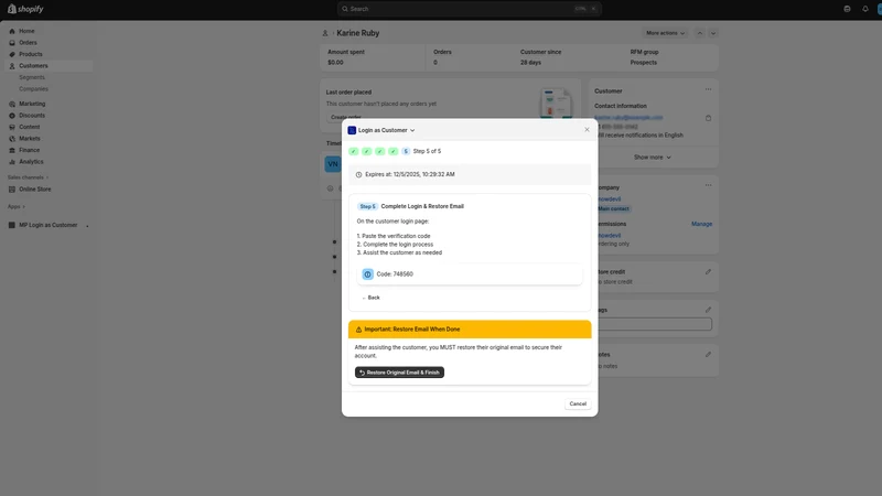 SP Login As Customer