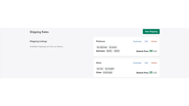 Advanced Shipping Rates