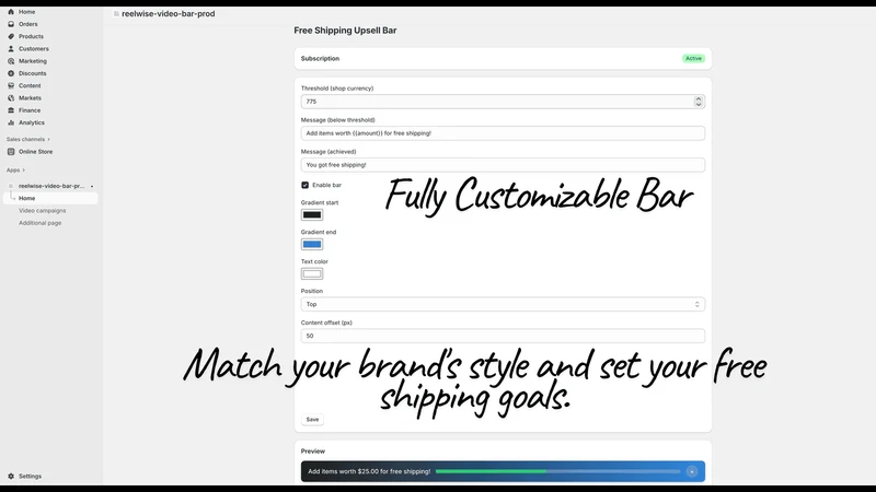ReelWise: Video Upsell & Bar