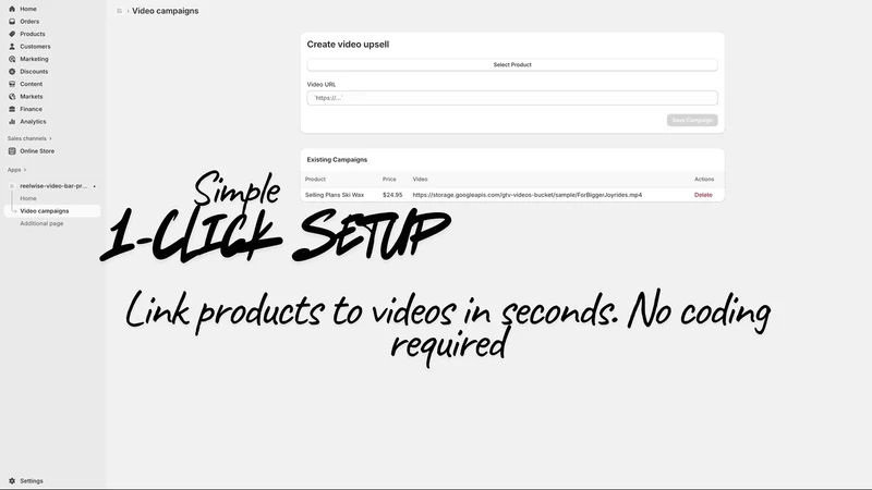 ReelWise: Video Upsell & Bar