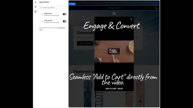 ReelWise: Video Upsell & Bar