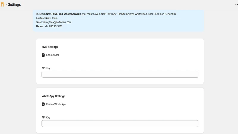 NexG SMS and WhatsApp Services