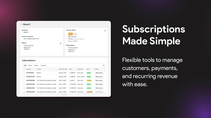 ReordeRe Subscriptions App