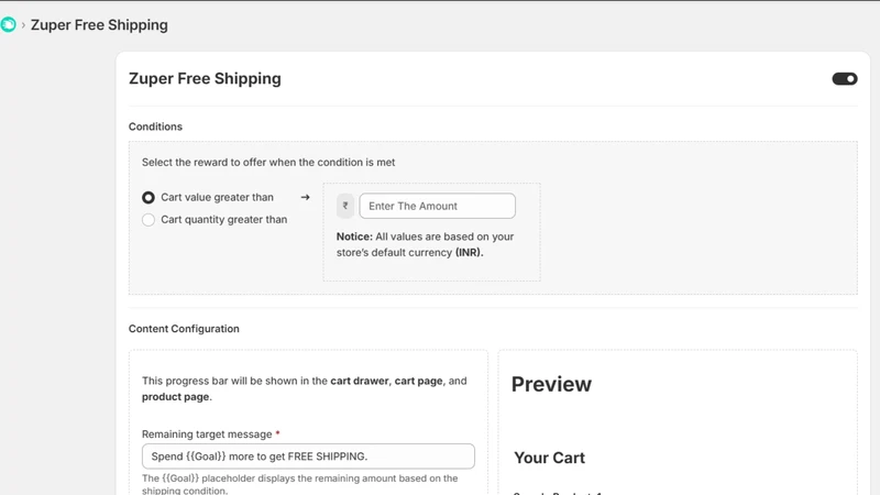 Zuper Free Shipping Bar