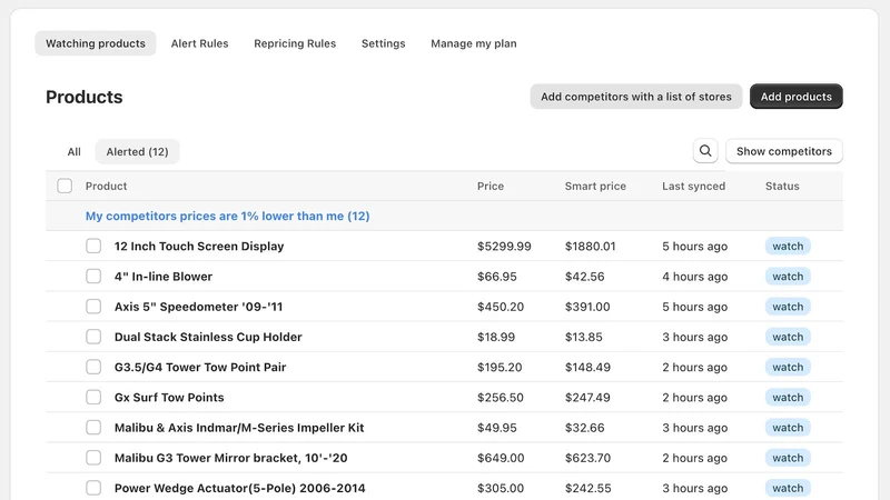 PriceOtus: Competitor tracking