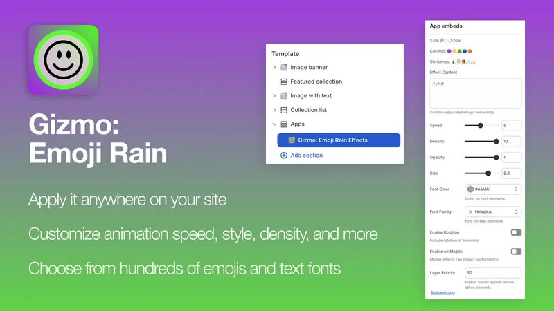 Gizmo: Emoji Rain