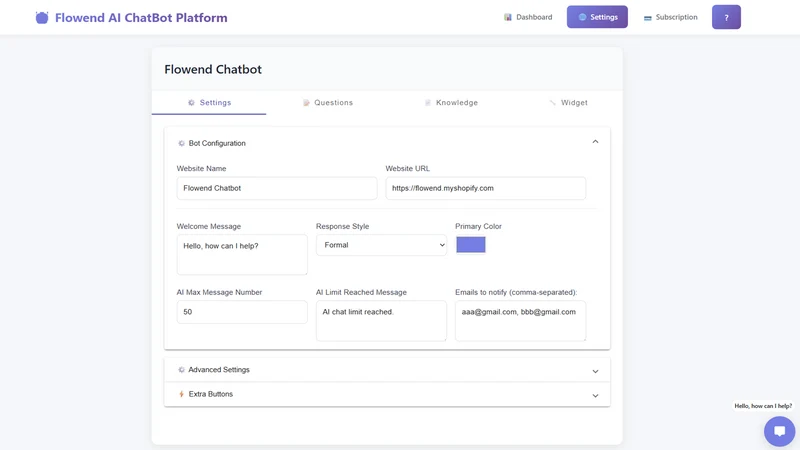 Flowend AI Chatbot