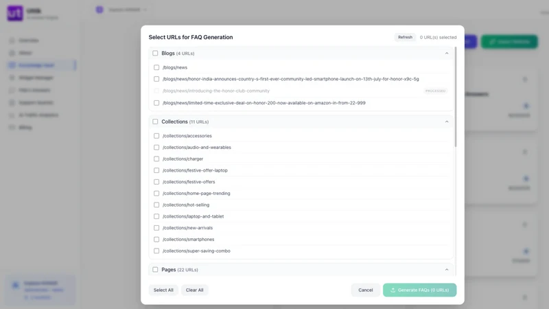 Store FAQs :Support Automation