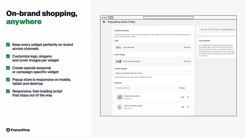 PopupShop ‑ Sell on Any Site