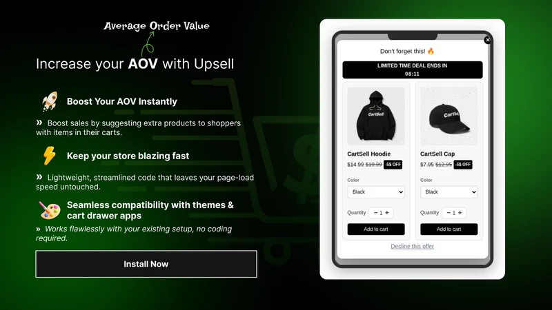 CartSell Popup Discount Upsell