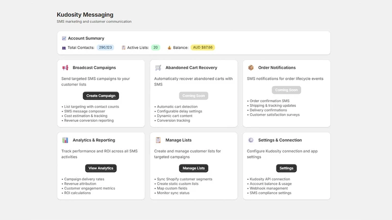 Kudosity SMS Messaging