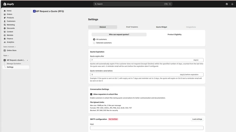 SP Request a Quote (RFQ)