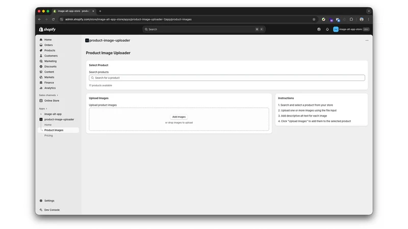 Bulk Image Upload & Alt Text