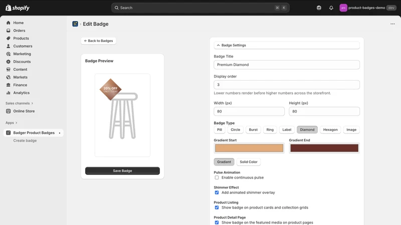 BADGER Animated Product Badges