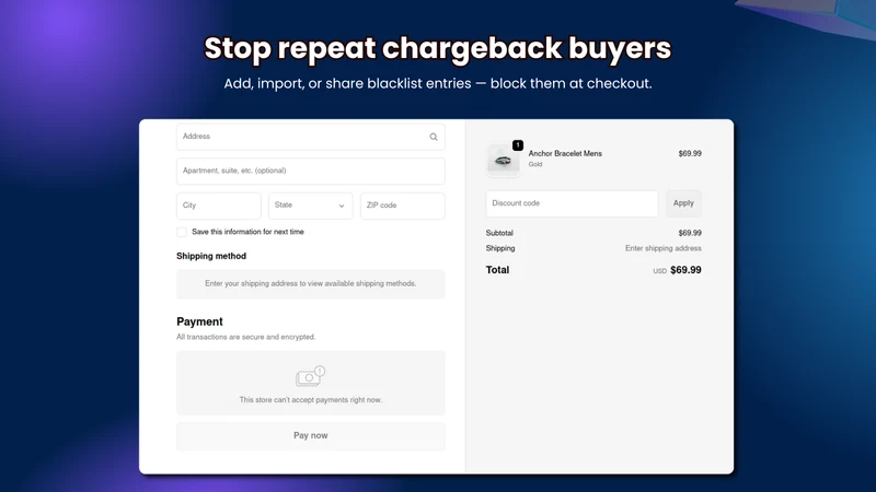 Chargeback Blacklist