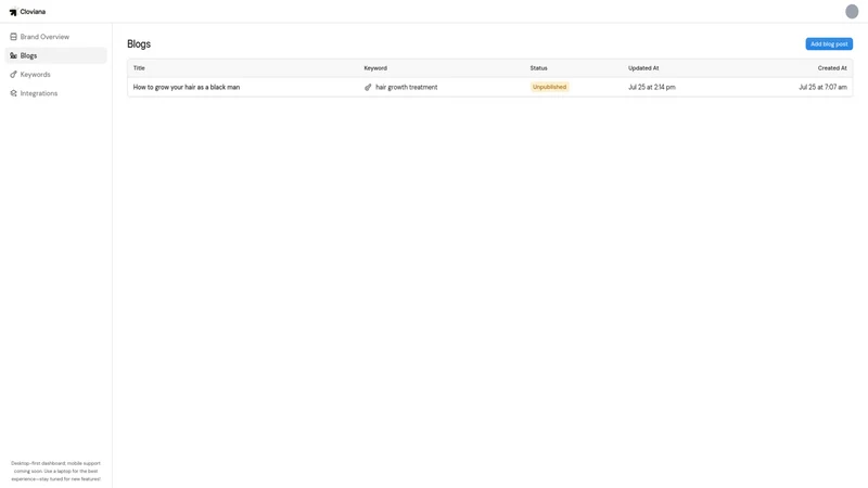 Cloviana: SEO Blog Automation