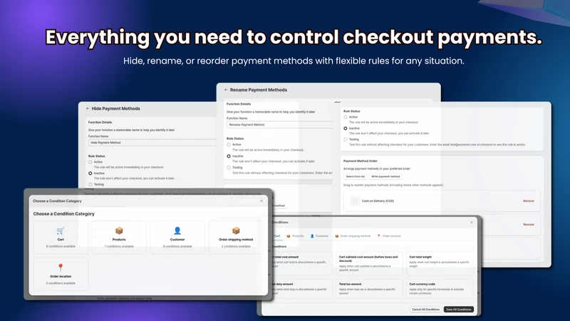 Hide & Sort Payment Methods