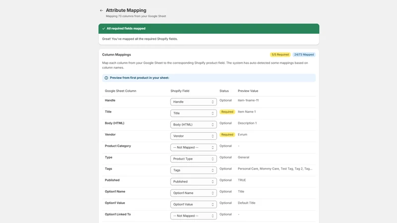 Google Sheets Product Feed