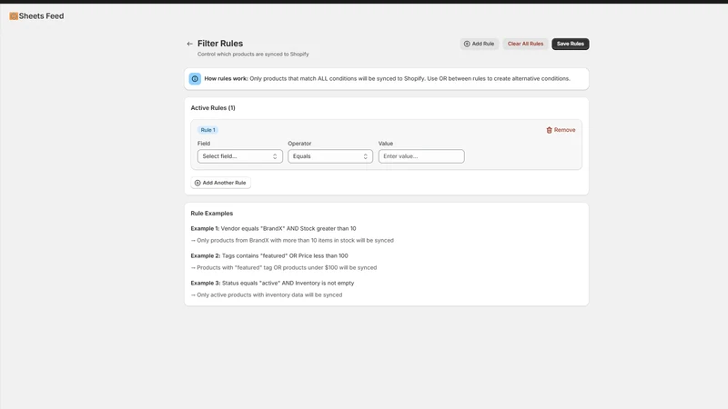 Google Sheets Product Feed