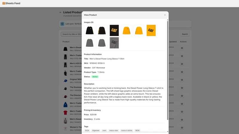 Google Sheets Product Feed