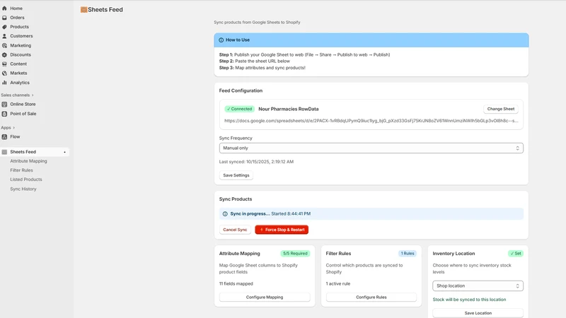 Google Sheets Product Feed