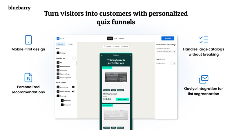 Product Quiz Funnels bluebarry