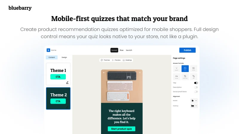 Product Quiz Funnels bluebarry