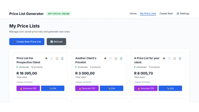 Estollo’s Price List Generator