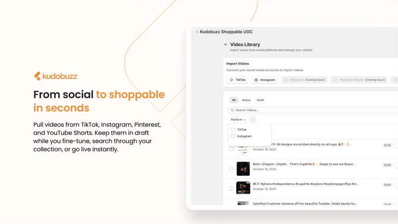 Kudobuzz : Shoppable UGC