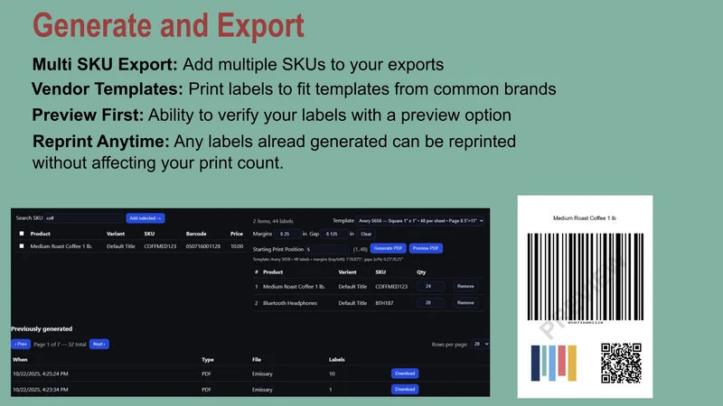 EmissarySKU Label Creator