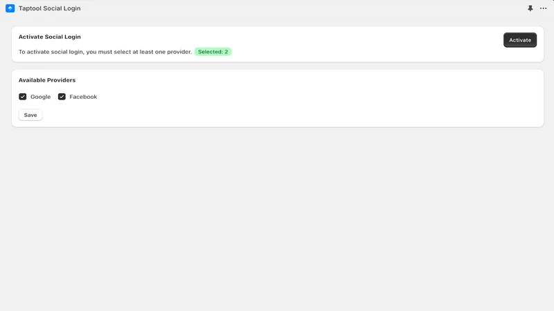 Taptool Social Login