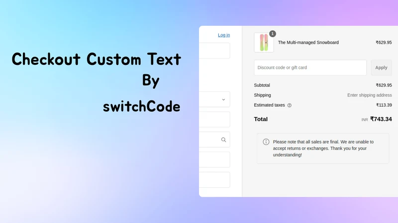 switchCode: Checkout Text