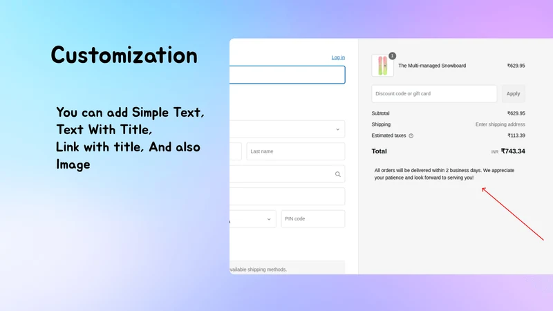 switchCode: Checkout Text