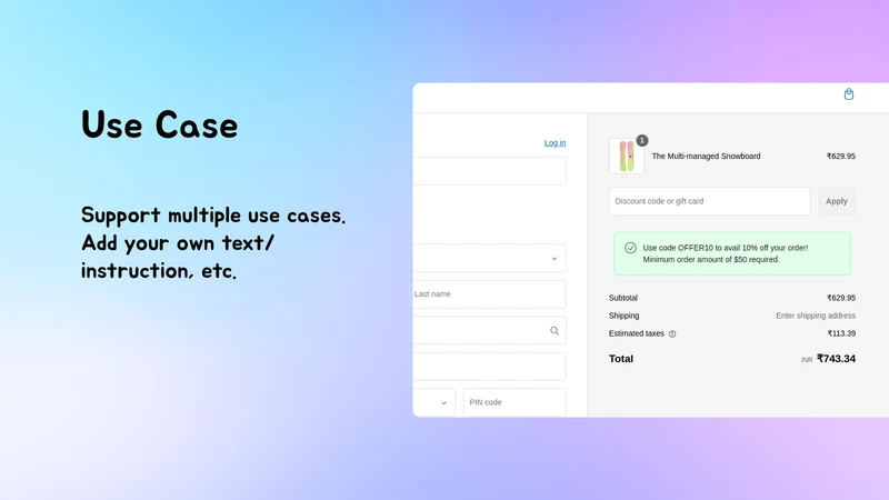 switchCode: Checkout Text