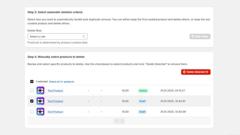 S: Delete Duplicate Products