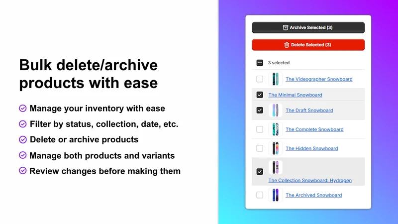 S: Bulk Delete Products