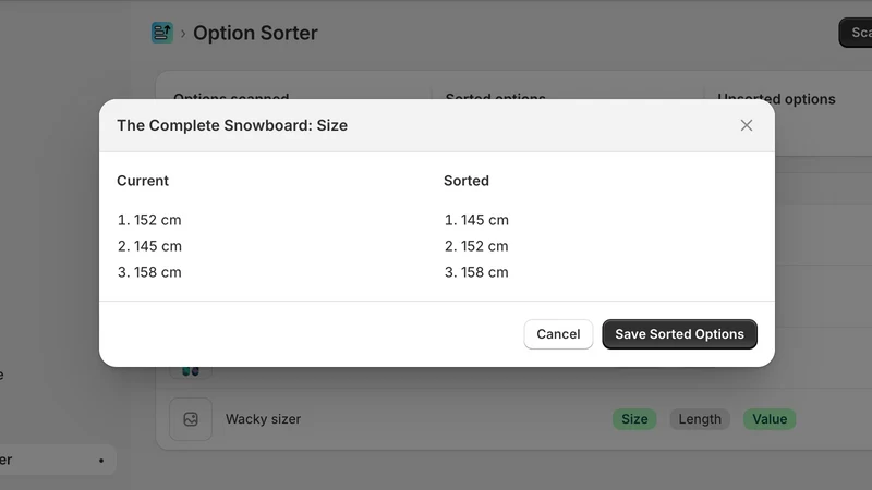 Natural Option Sorter