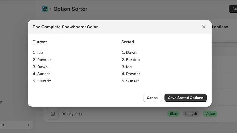 Natural Option Sorter