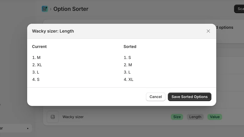 Natural Option Sorter