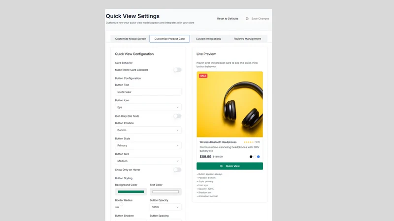 Coral: Quick View & Modal View