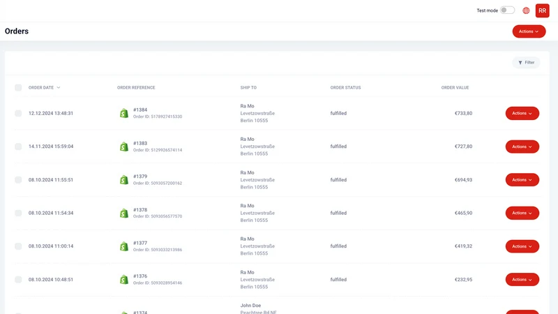 Spring GDS: Global Shipping