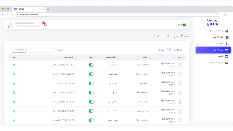 Rjeha ‑ Return Management