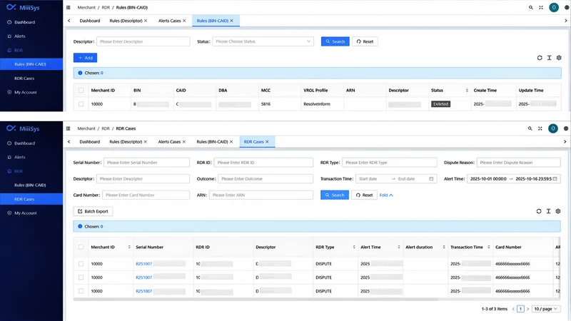 MiiiSys ‑ Chargeback Alerts